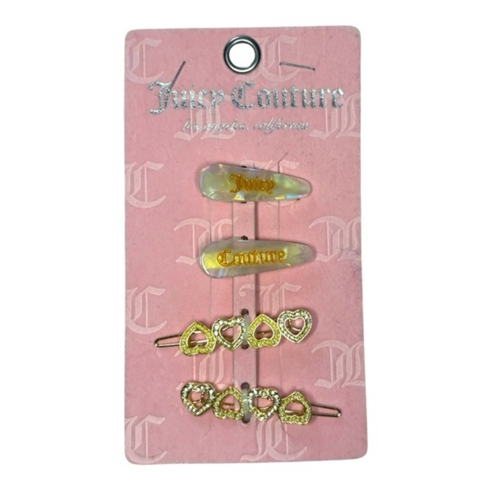 Juicy Couture Gold Heart and Logo Hair Clips Set of Four